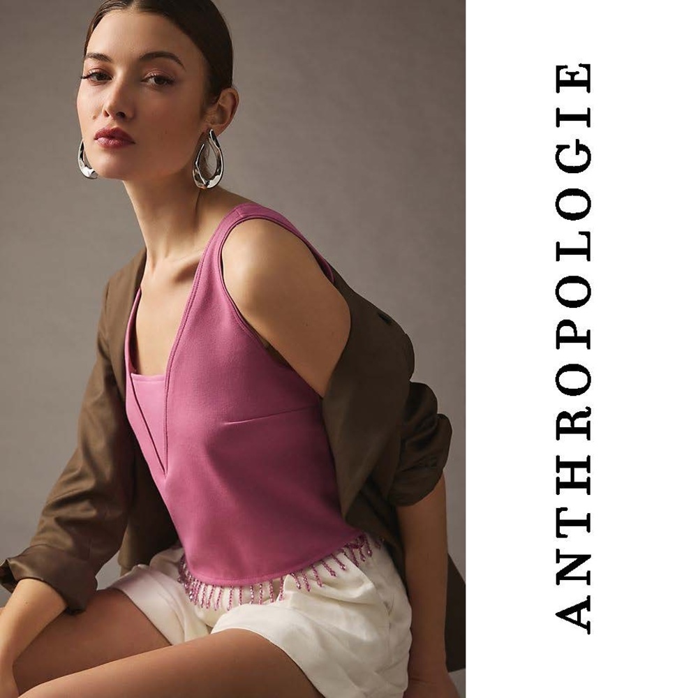 Anthropologie Crystal-Fringe Tank